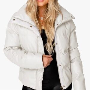 Faux Leather Puffer Jacket